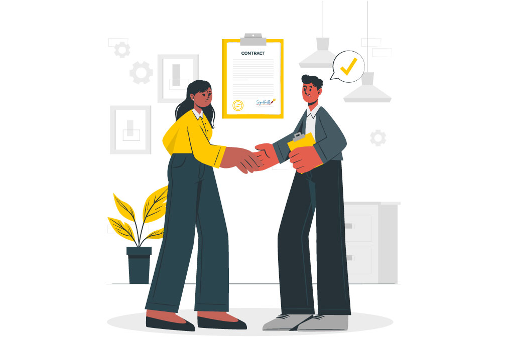 Electronic signature app for venue booking contracts