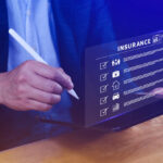 Insurance agent using a digital tablet to manage electronic insurance claim forms with eSignature technology for faster claim processing.